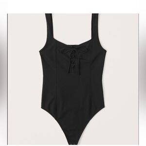 Abercrombie Lace Up Corset Style Bodysuit Black